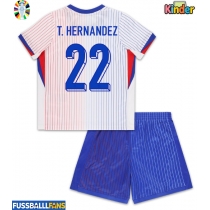 Frankreich Theo Hernandez #22 Auswärts Trikotsatz Kinder EM 2024 Kurzarm (+ Kurze Hosen)